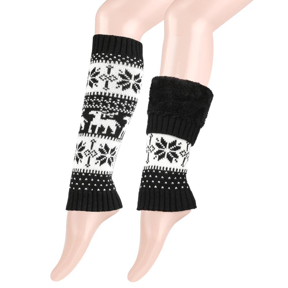 Knit Thicken Boot Socks Thermal Wool Knitted Deer Pattern Female Leg Warmer